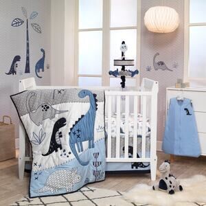 Lambs & Ivy Dinosaur 3 Piece Crib Set: Quilt, Skirt, Stuffed Animal Baby Boy